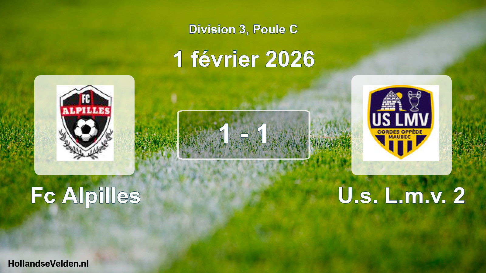 Match joué: Fc Alpilles - U.s. L.m.v. 2 1 - 1 (1 février 2026)