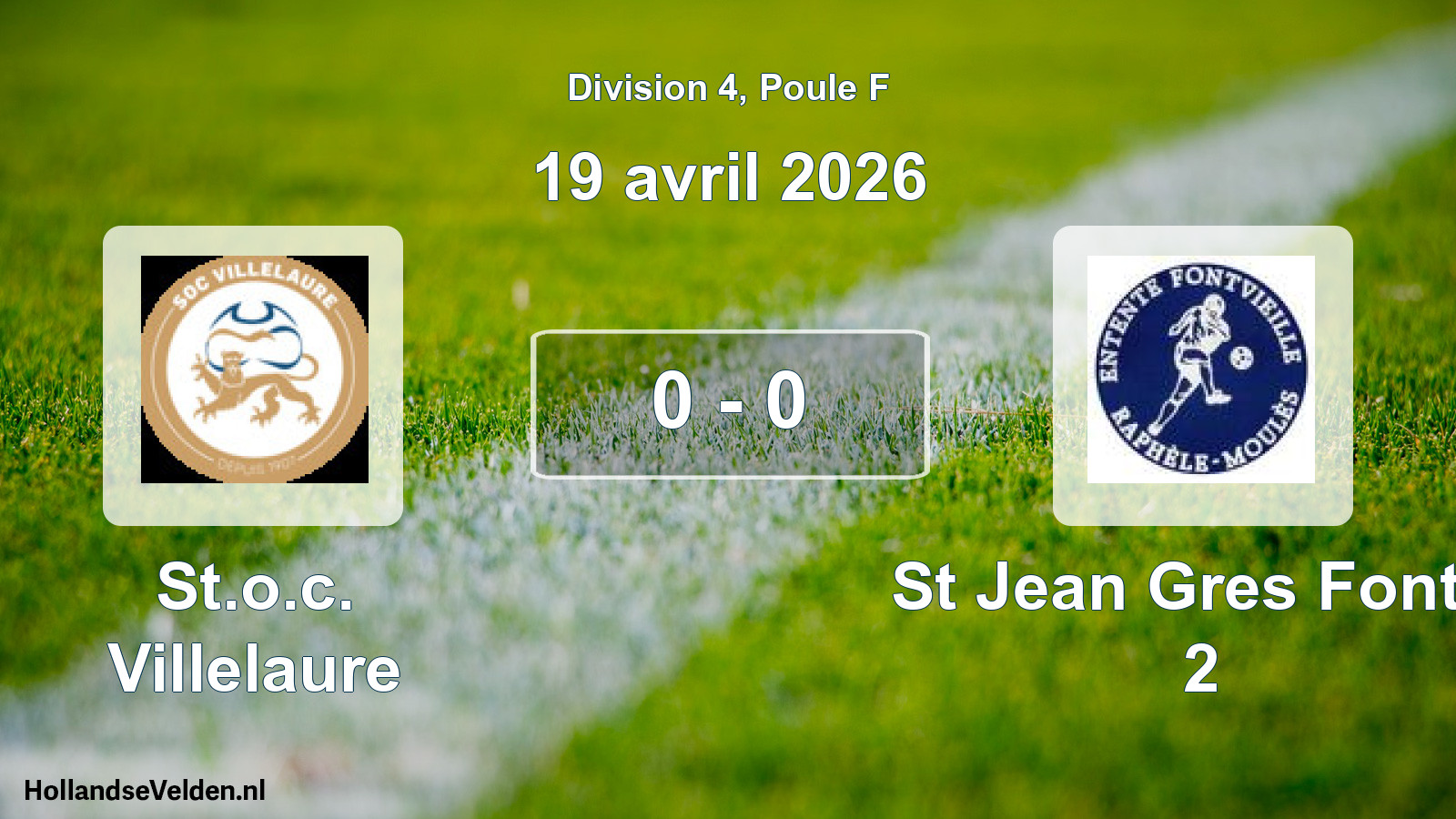 Match joué: St.o.c. Villelaure - St Jean Gres Fontv. 2 0 - 0 (19 avril 2026)