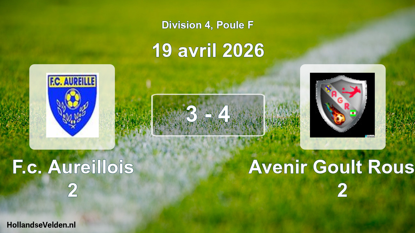 Total number of matches played: F.c. Aureillois 2 - Avenir Goult Roussil 2 3 - 4 (19 April 2026)