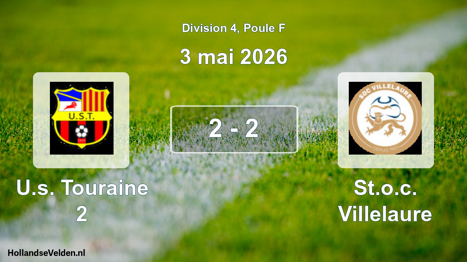 Total number of matches played: U.s. Touraine 2 - St.o.c. Villelaure 2 - 2 (3 May 2026)