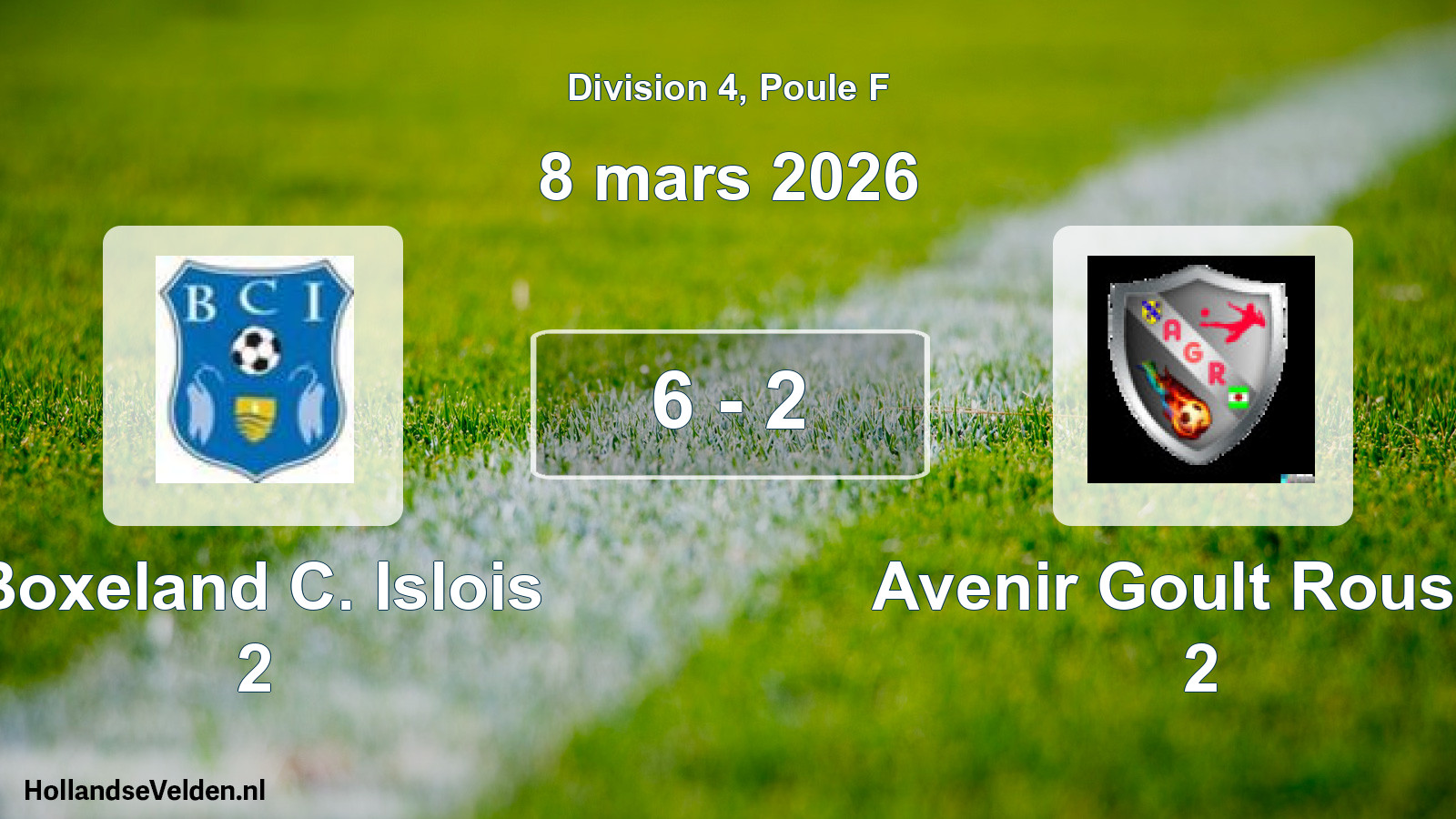 Match joué: Boxeland C. Islois 2 - Avenir Goult Roussil 2 6 - 2 (8 mars 2026)