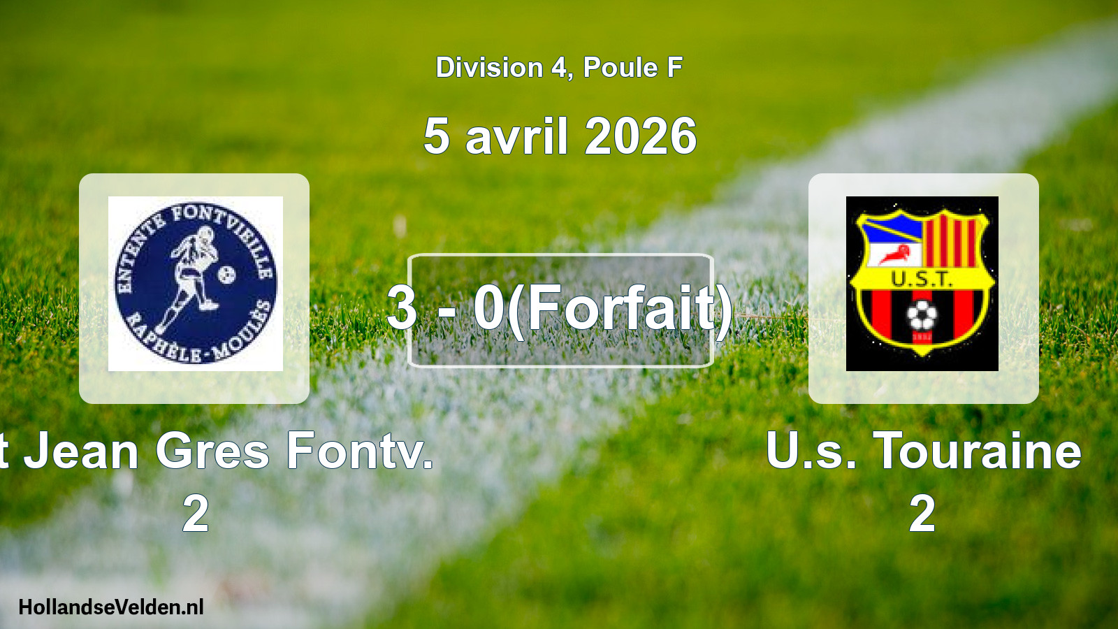Match joué: St Jean Gres Fontv. 2 - U.s. Touraine 2 3 - 0(Forfait) (5 avril 2026)