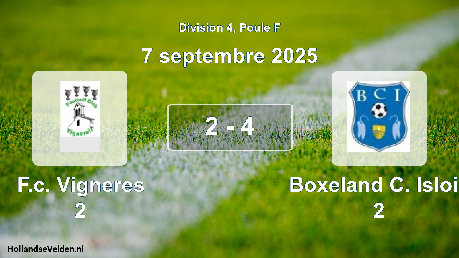 Match joué: F.c. Vigneres 2 - Boxeland C. Islois 2 2 - 4 (7 septembre 2025)