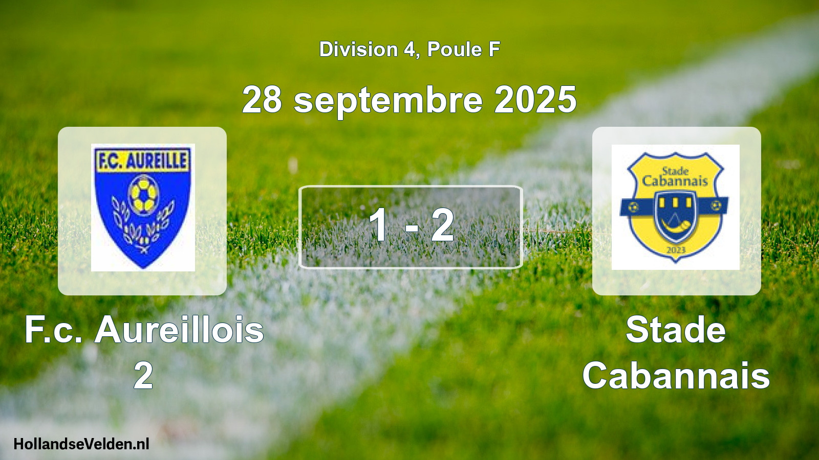 Match joué: F.c. Aureillois 2 - Stade Cabannais 1 - 2 (28 septembre 2025)