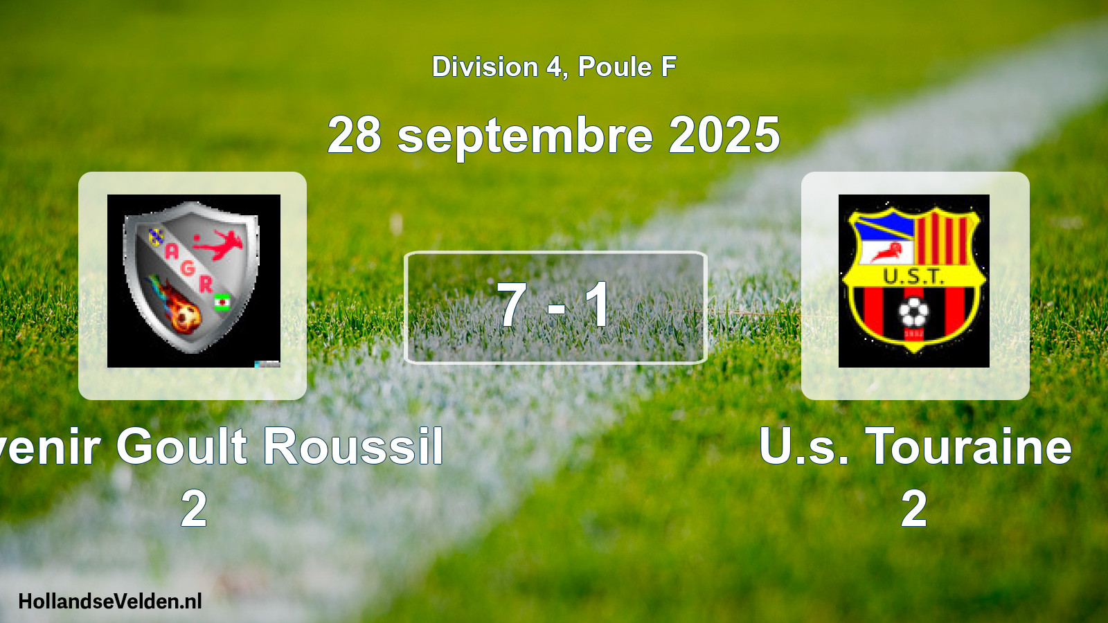 Match joué: Avenir Goult Roussil 2 - U.s. Touraine 2 7 - 1 (28 septembre 2025)
