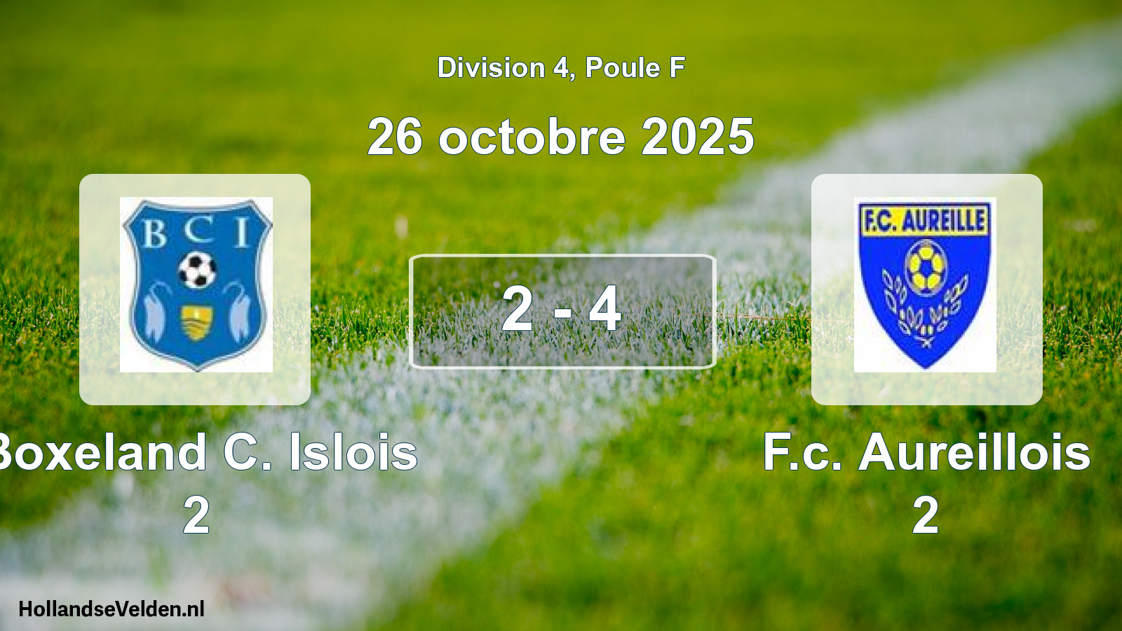 Match joué: Boxeland C. Islois 2 - F.c. Aureillois 2 2 - 4 (26 octobre 2025)