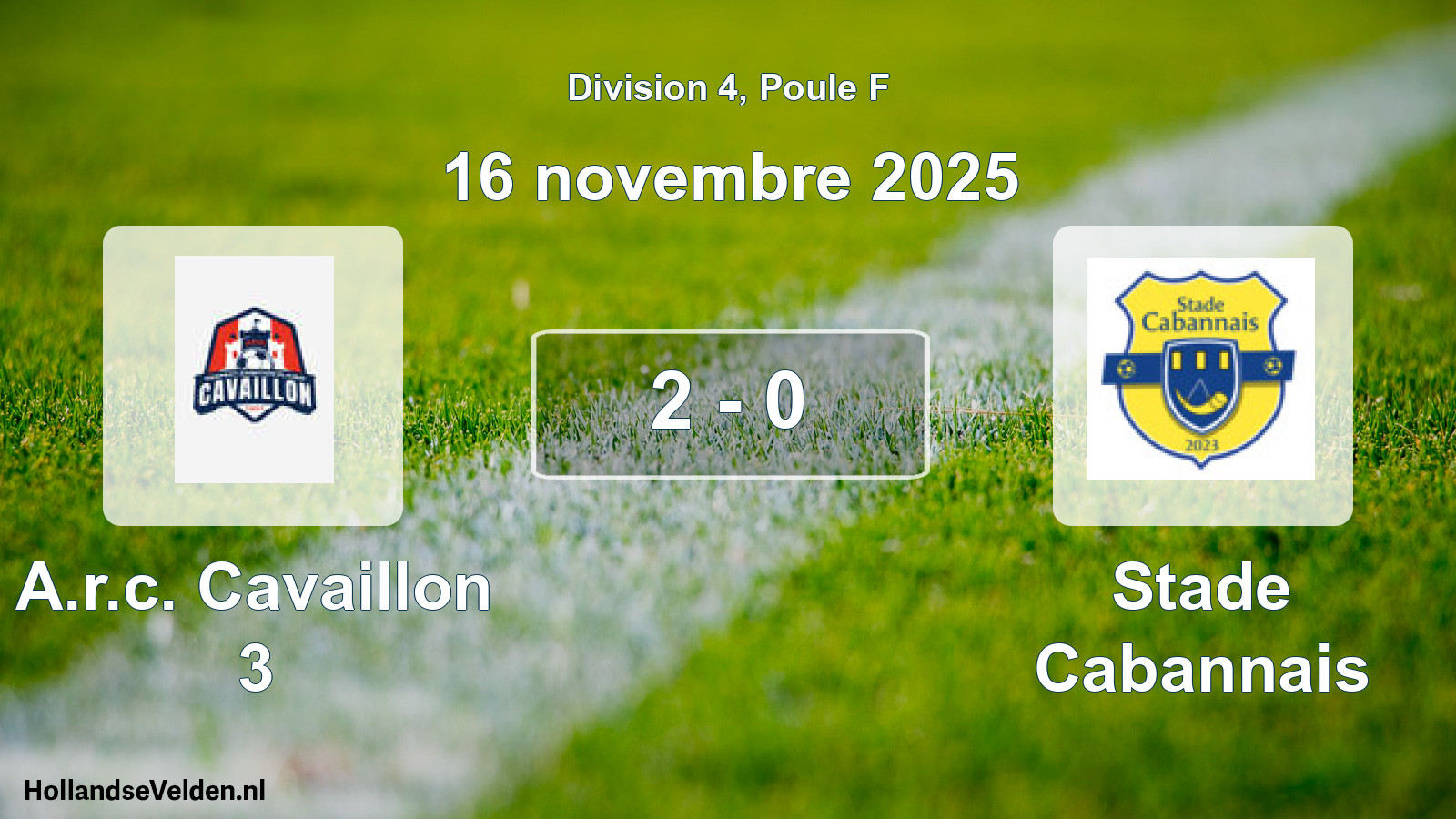Match joué: A.r.c. Cavaillon 3 - Stade Cabannais 2 - 0 (16 novembre 2025)