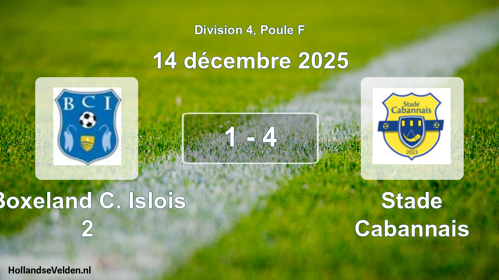 Match joué: Boxeland C. Islois 2 - Stade Cabannais 1 - 4 (14 décembre 2025)