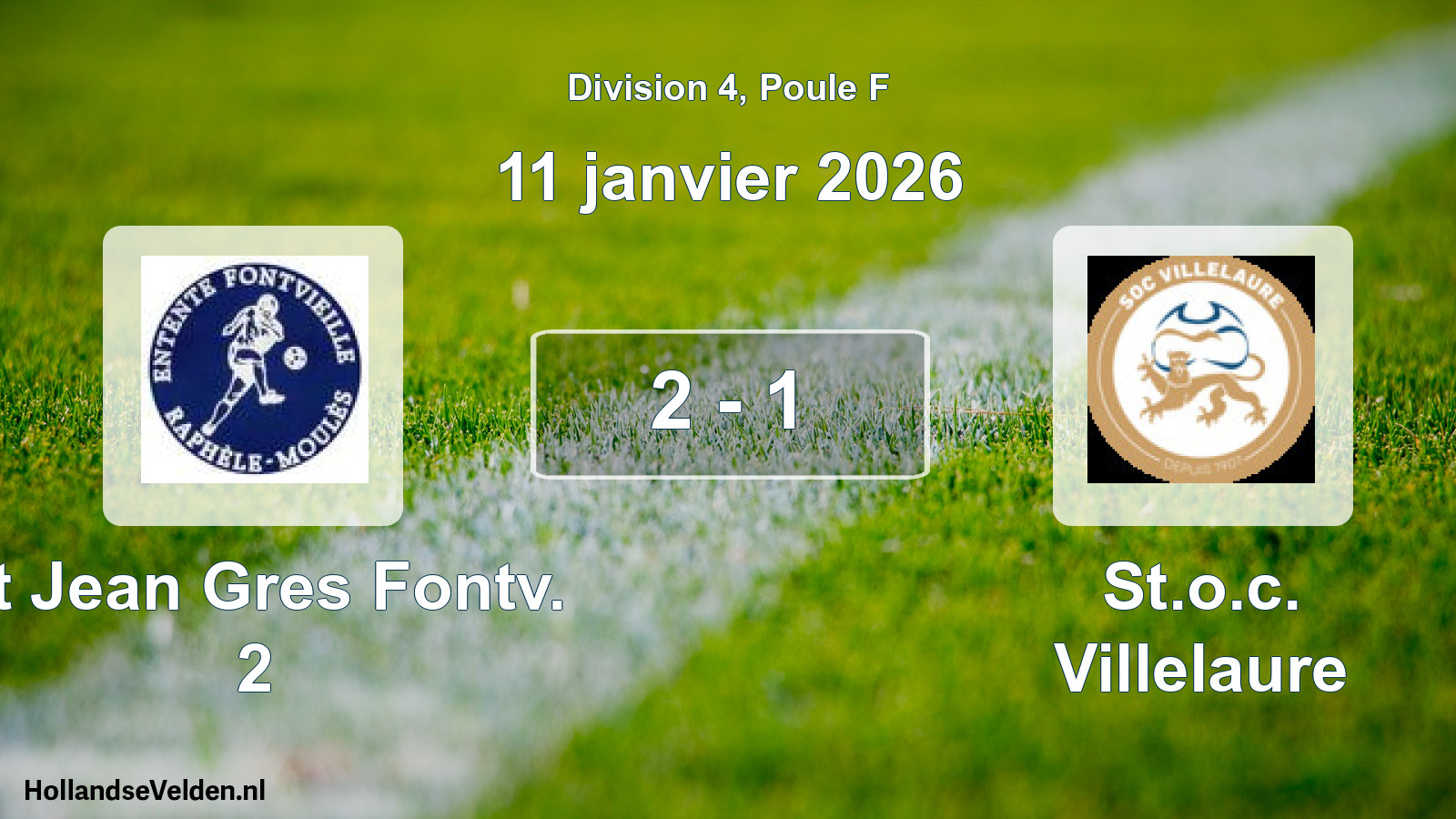 Match joué: St Jean Gres Fontv. 2 - St.o.c. Villelaure 2 - 1 (11 janvier 2026)