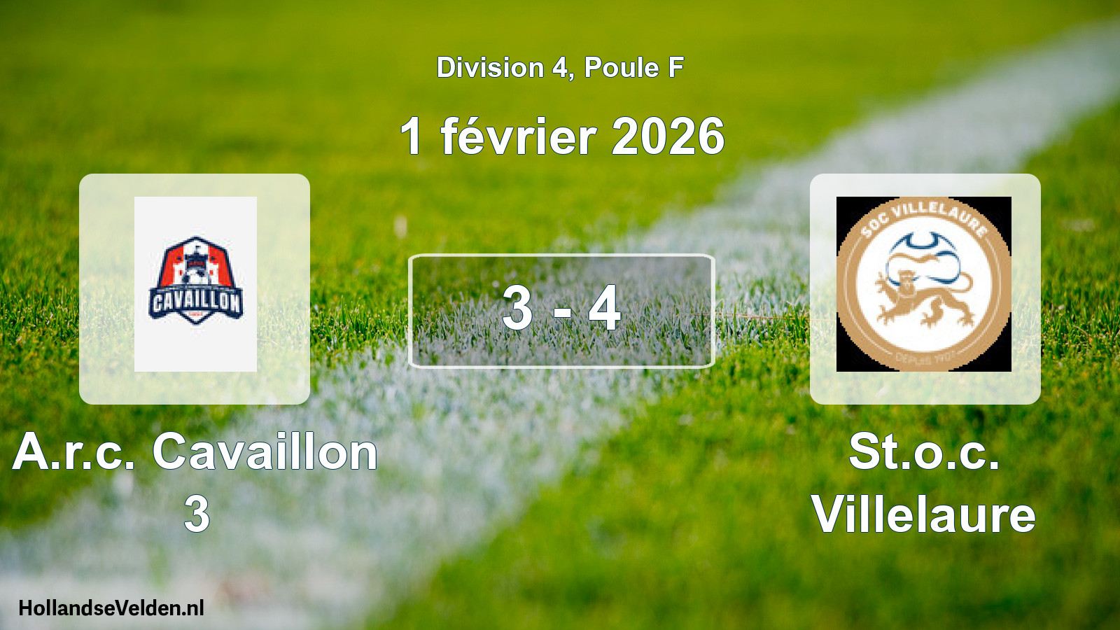 Total number of matches played: A.r.c. Cavaillon 3 - St.o.c. Villelaure 3 - 4 (1 February 2026)