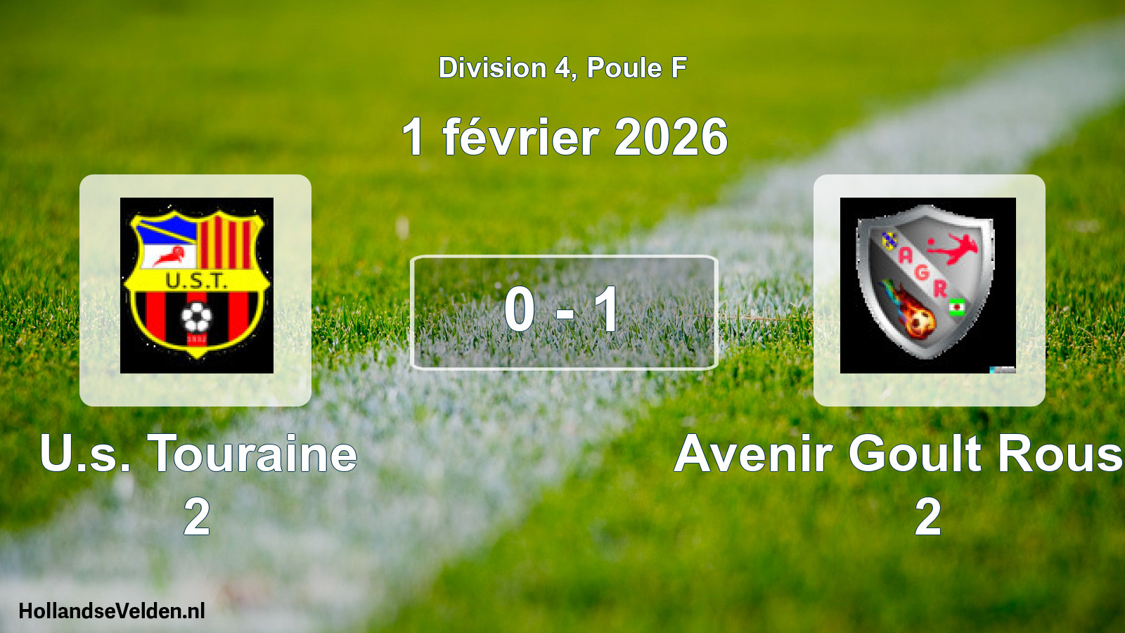 Match joué: U.s. Touraine 2 - Avenir Goult Roussil 2 0 - 1 (1 février 2026)