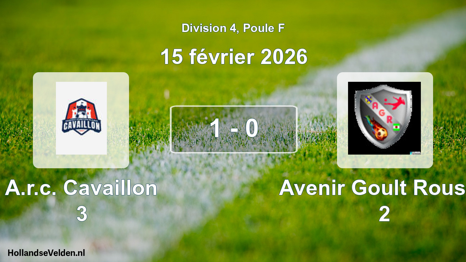 Total number of matches played: A.r.c. Cavaillon 3 - Avenir Goult Roussil 2 1 - 0 (15 February 2026)