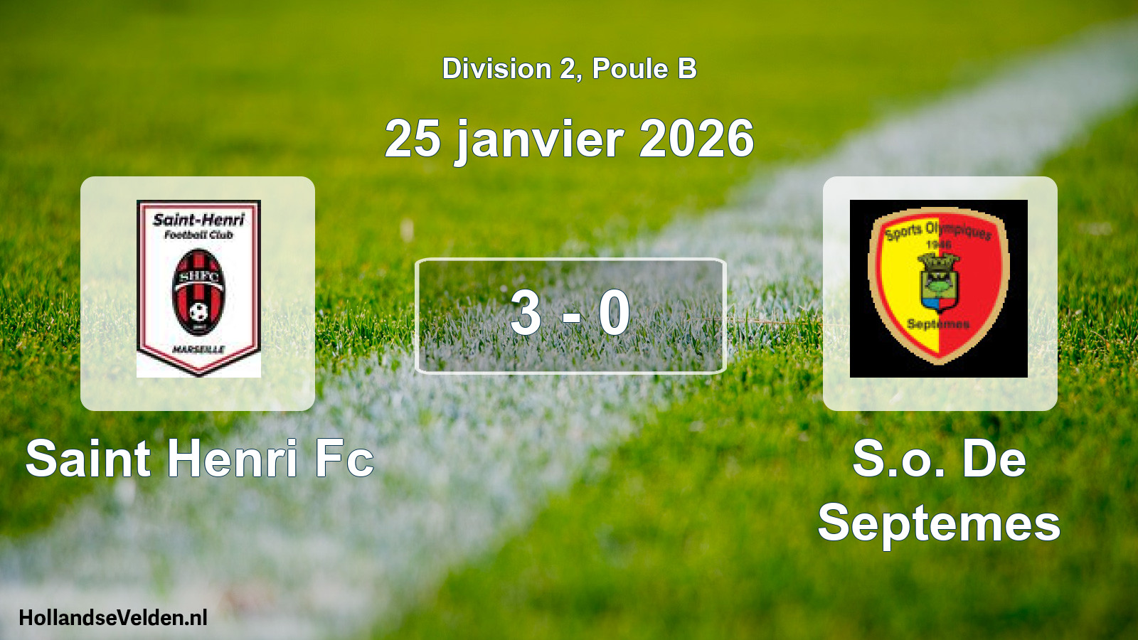 Total number of matches played: Saint Henri Fc - S.o. De Septemes 3 - 0 (25 January 2026)