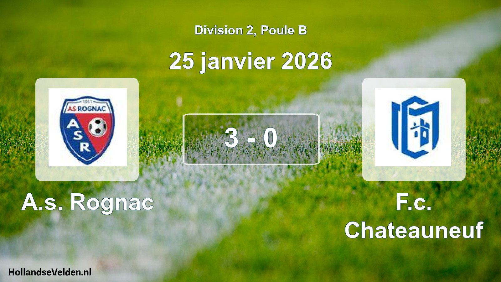 Gespeelde wedstrijd: A.s. Rognac - F.c. Chateauneuf 3 - 0 (25 januari 2026)