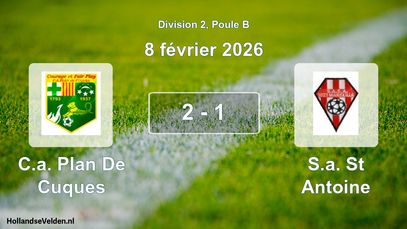 Total number of matches played: C.a. Plan De Cuques - S.a. St Antoine 2 - 1 (8 February 2026)