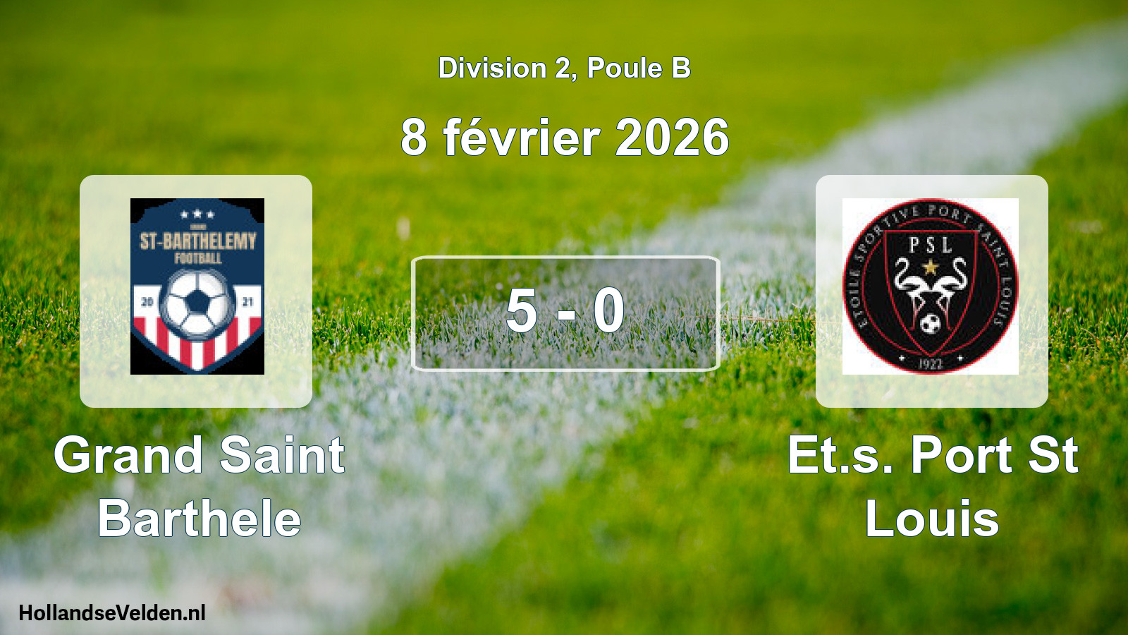 Match joué: Grand Saint Barthele - Et.s. Port St Louis 5 - 0 (8 février 2026)