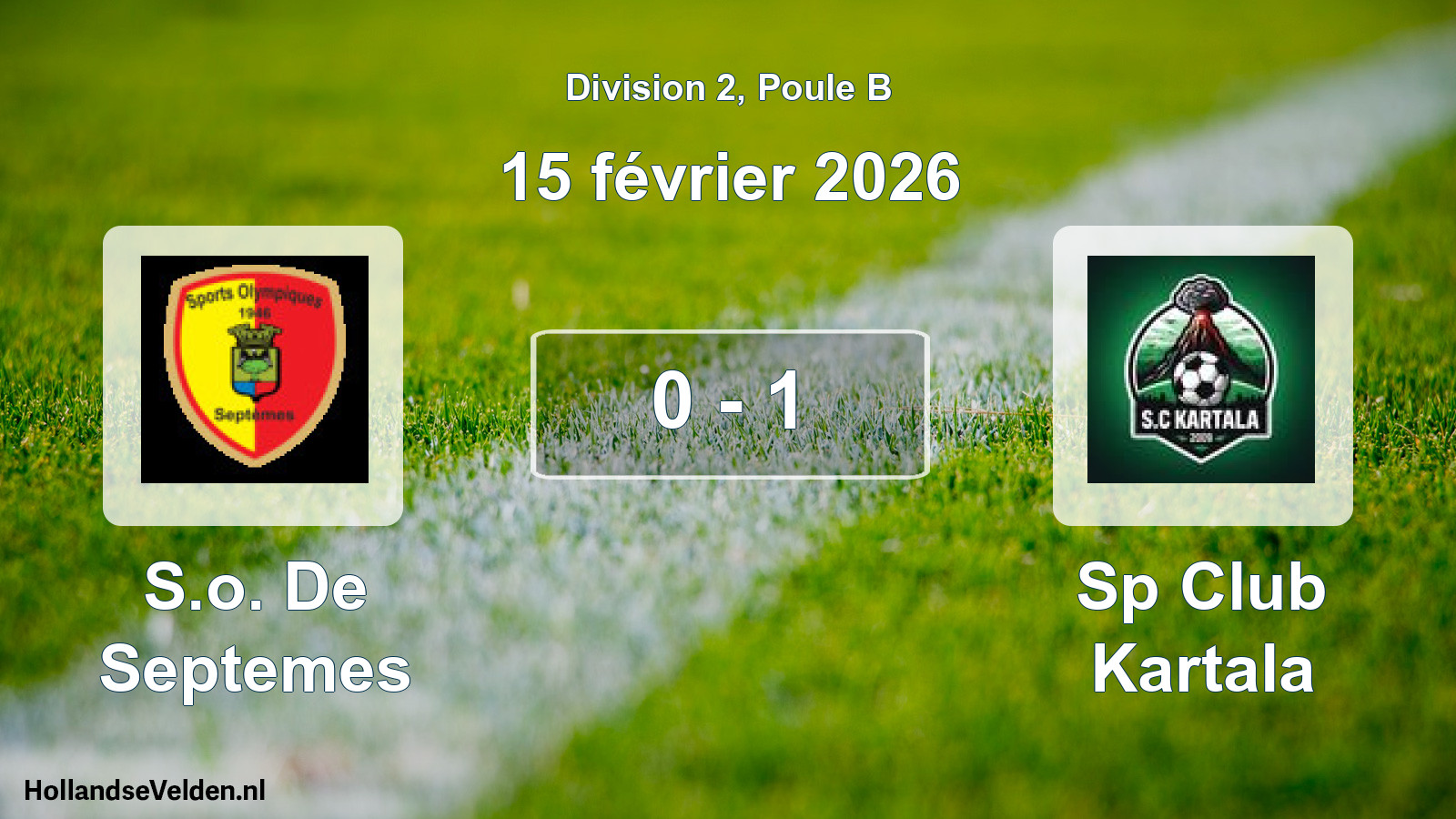 Total number of matches played: S.o. De Septemes - Sp Club Kartala 0 - 1 (15 February 2026)