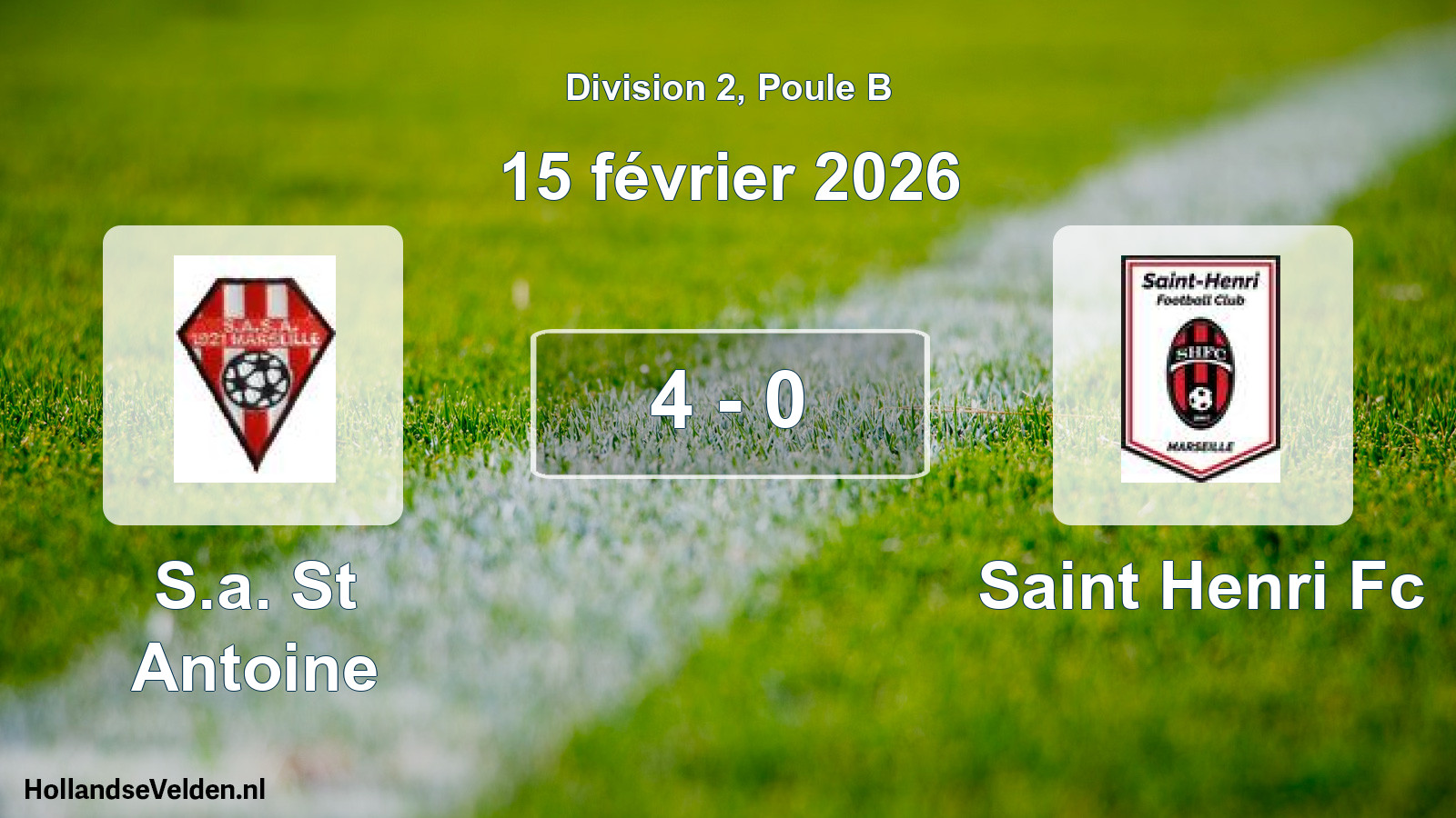 Total number of matches played: S.a. St Antoine - Saint Henri Fc 4 - 0 (15 February 2026)