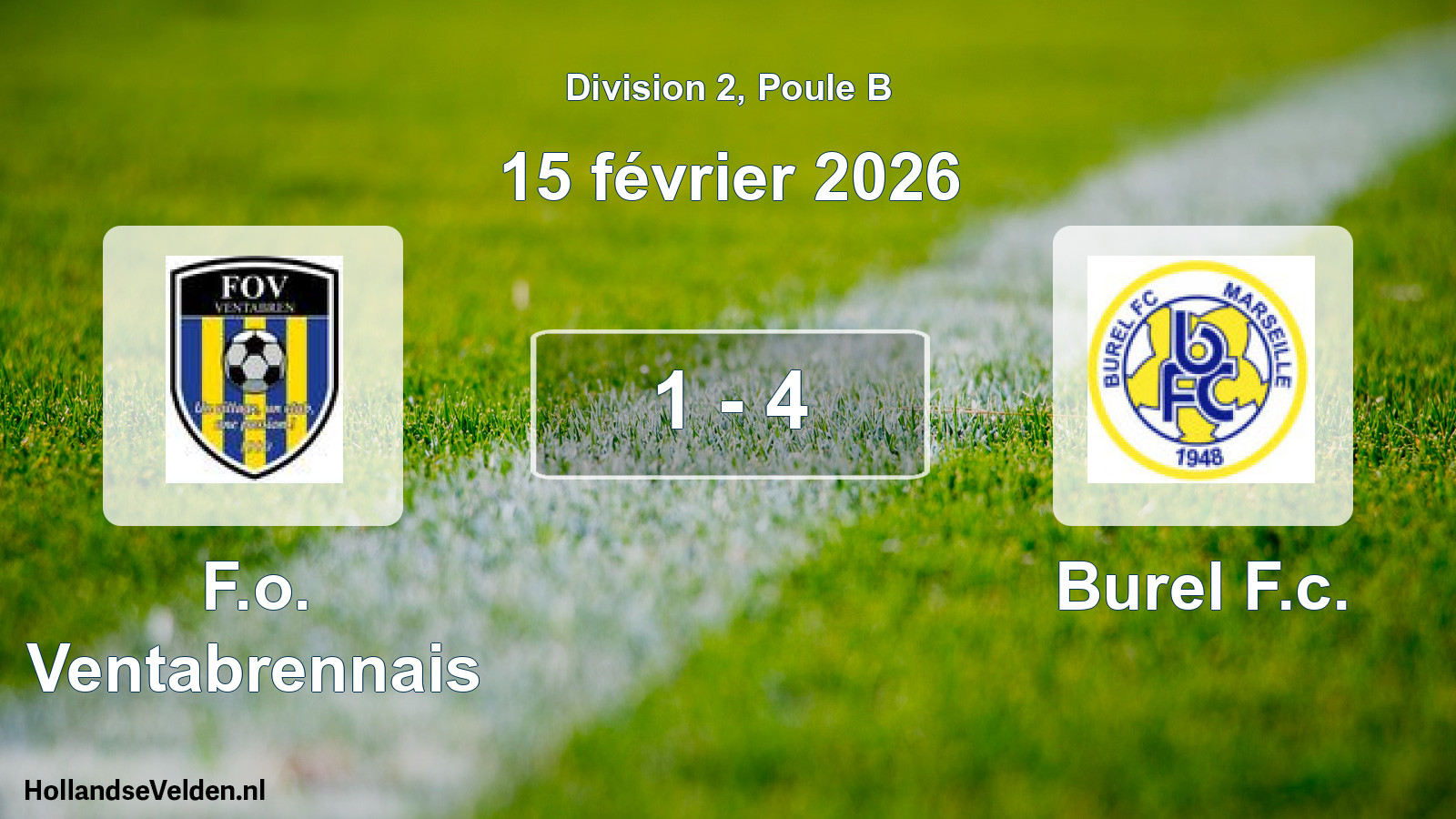 Gespeelde wedstrijd: F.o. Ventabrennais - Burel F.c. 1 - 4 (15 februari 2026)