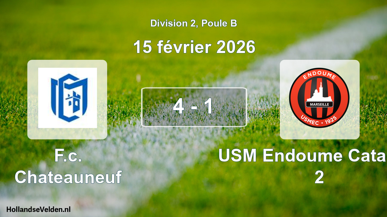 Total number of matches played: F.c. Chateauneuf - USM Endoume Catalans 2 4 - 1 (15 February 2026)