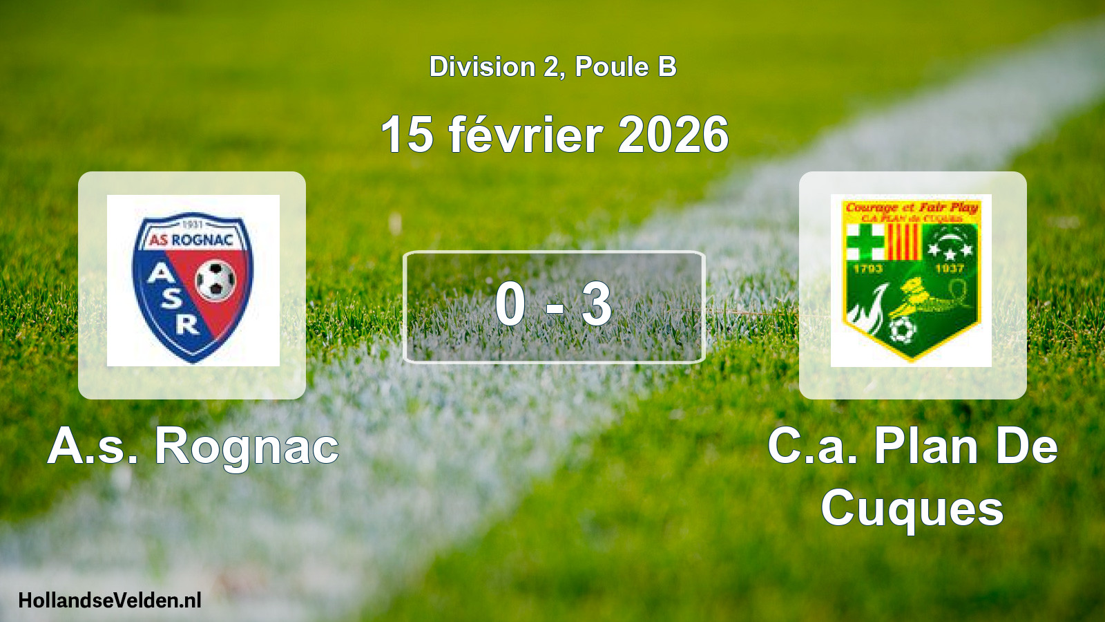 Total number of matches played: A.s. Rognac - C.a. Plan De Cuques 0 - 3 (15 February 2026)