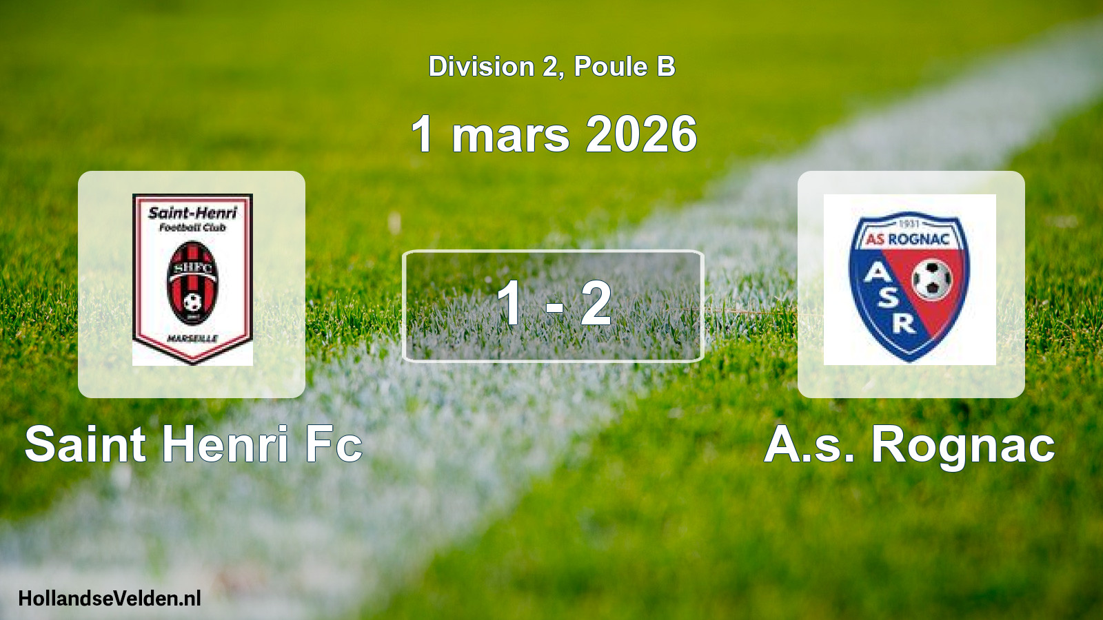Total number of matches played: Saint Henri Fc - A.s. Rognac 1 - 2 (1 March 2026)