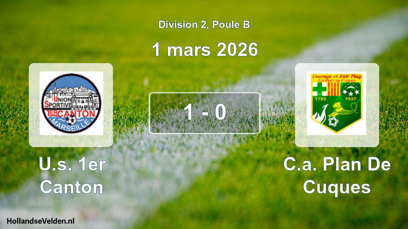 Total number of matches played: U.s. 1er Canton - C.a. Plan De Cuques 1 - 0 (1 March 2026)