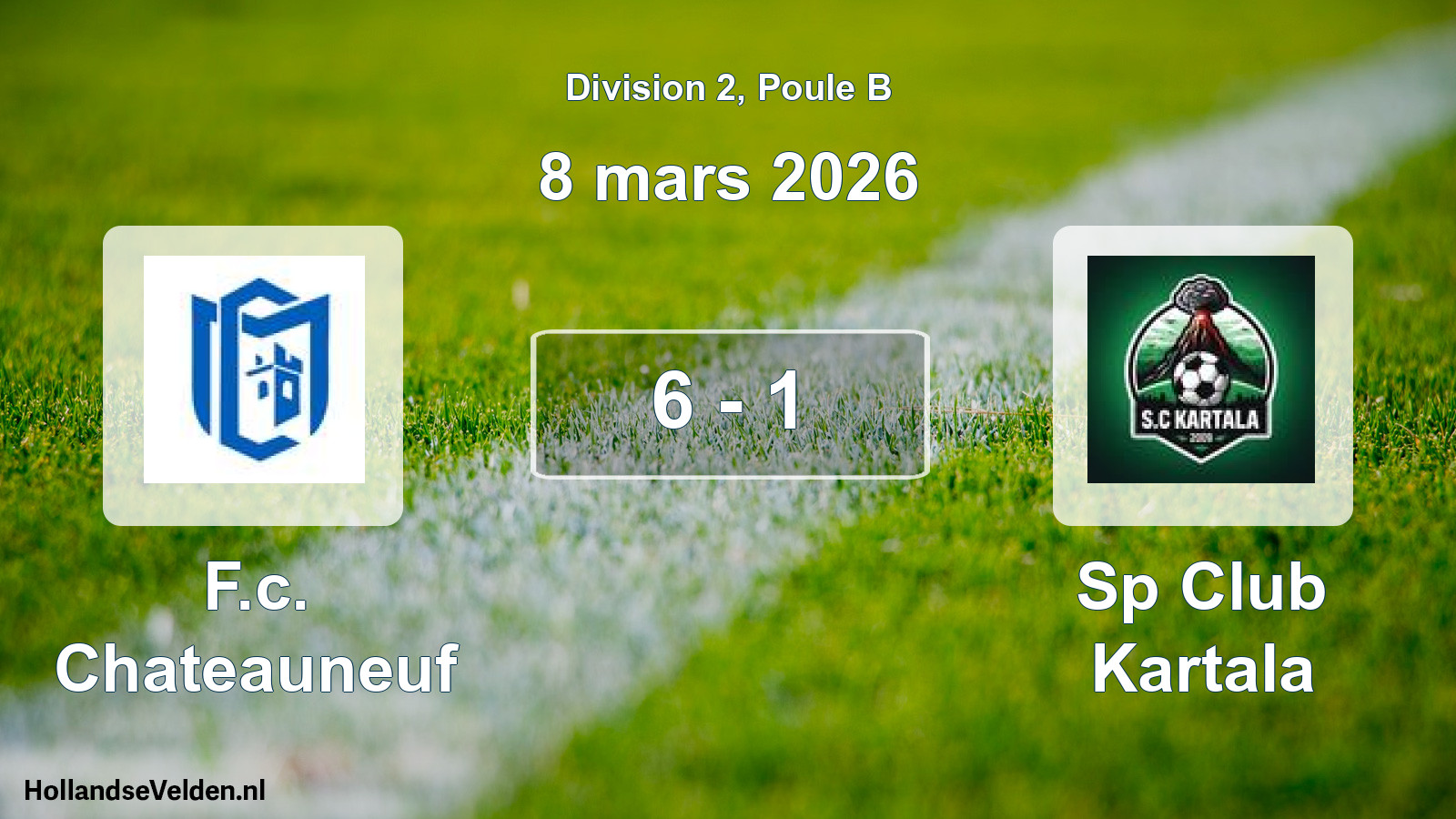 Total number of matches played: F.c. Chateauneuf - Sp Club Kartala 6 - 1 (8 March 2026)