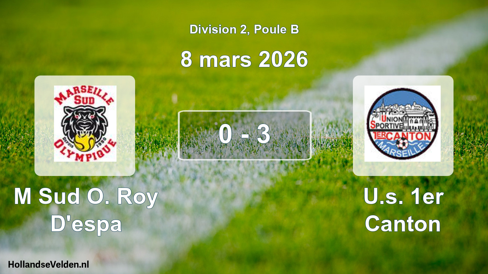 Match joué: M Sud O. Roy D'espa - U.s. 1er Canton 0 - 3 (8 mars 2026)