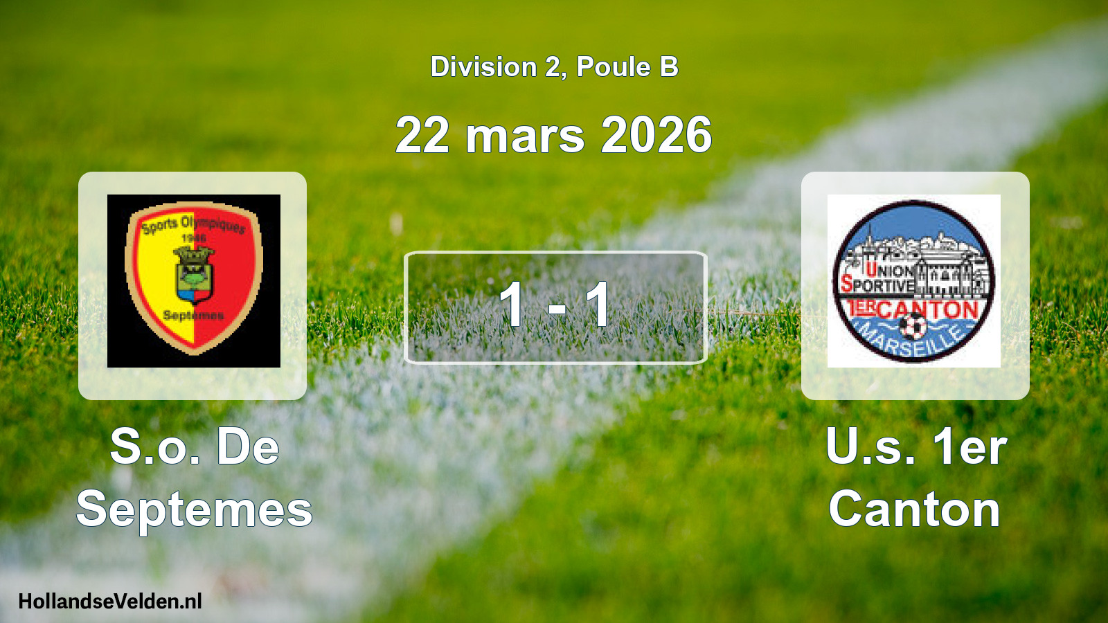 Match joué: S.o. De Septemes - U.s. 1er Canton 1 - 1 (22 mars 2026)