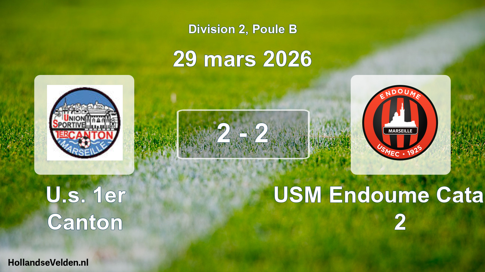 Match joué: U.s. 1er Canton - USM Endoume Catalans 2 2 - 2 (29 mars 2026)
