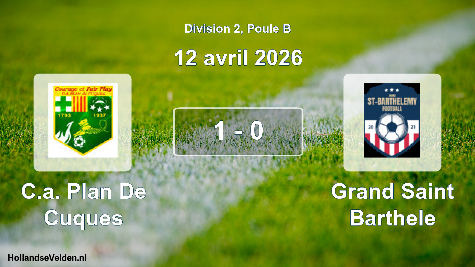 Gespeelde wedstrijd: C.a. Plan De Cuques - Grand Saint Barthele 1 - 0 (12 april 2026)