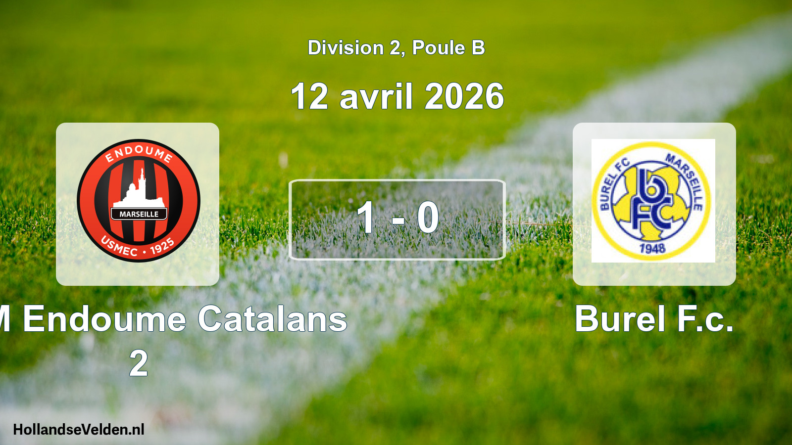 Total number of matches played: USM Endoume Catalans 2 - Burel F.c. 1 - 0 (12 April 2026)