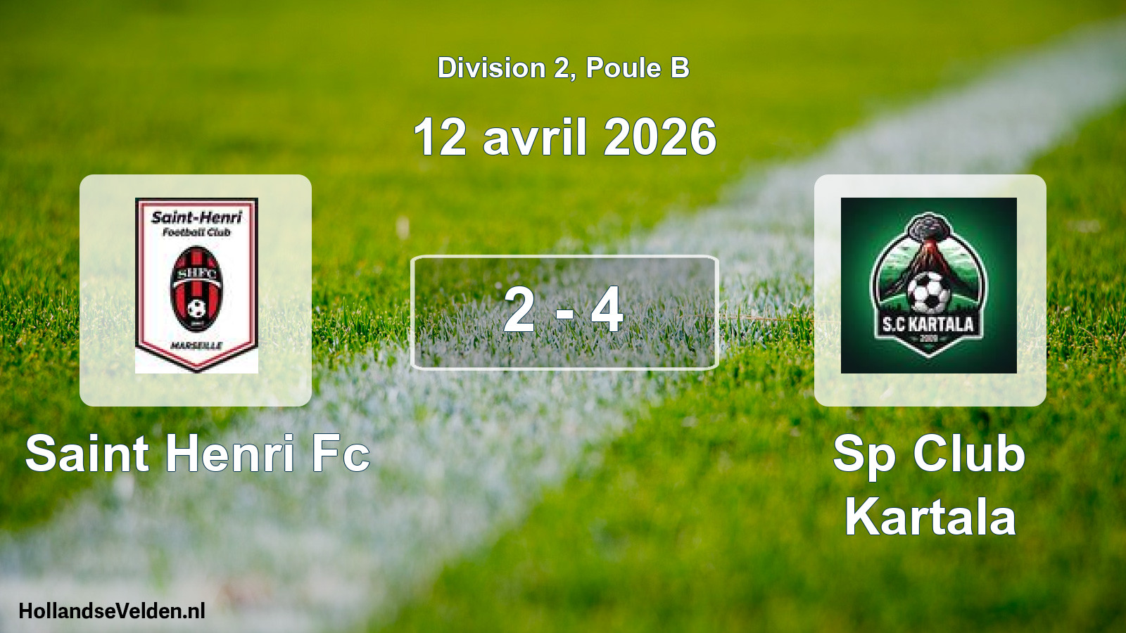 Match joué: Saint Henri Fc - Sp Club Kartala 2 - 4 (12 avril 2026)