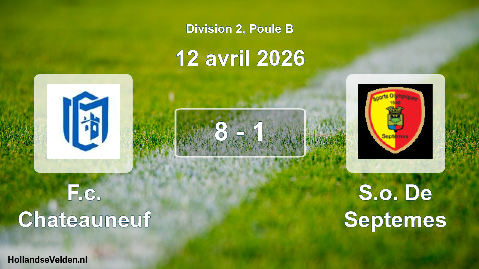 Match joué: F.c. Chateauneuf - S.o. De Septemes 8 - 1 (12 avril 2026)