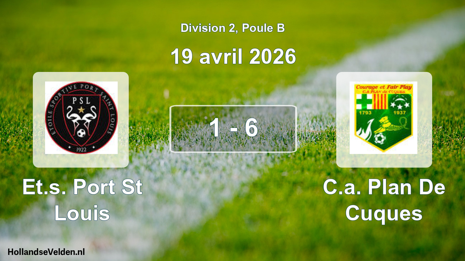 Total number of matches played: Et.s. Port St Louis - C.a. Plan De Cuques 1 - 6 (19 April 2026)