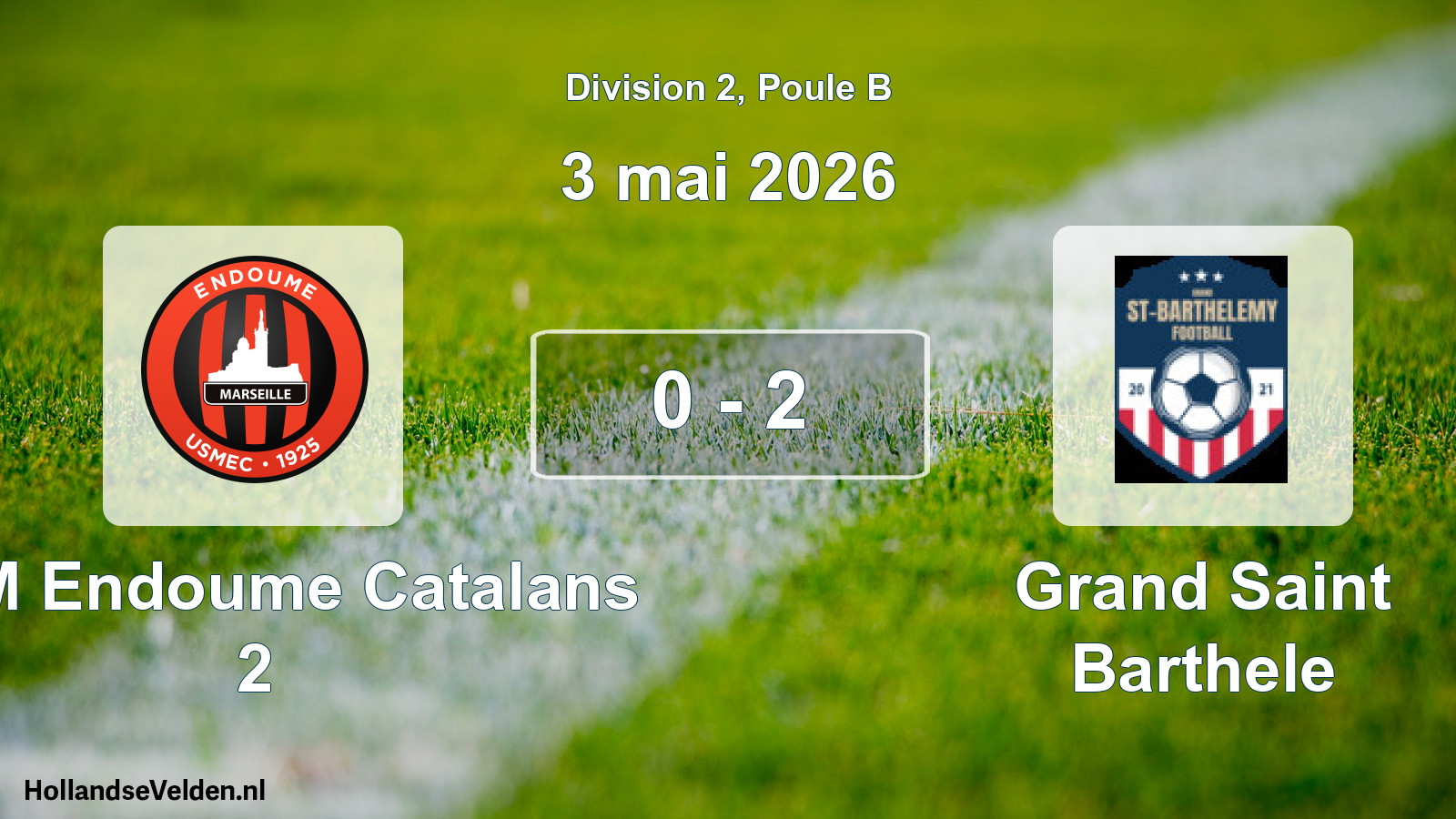 Total number of matches played: USM Endoume Catalans 2 - Grand Saint Barthele 0 - 2 (3 May 2026)
