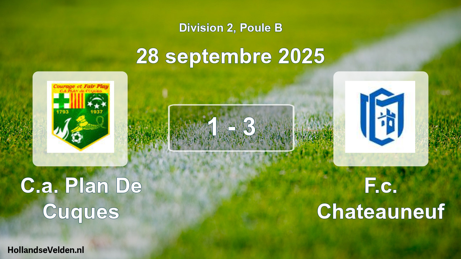 Match joué: C.a. Plan De Cuques - F.c. Chateauneuf 1 - 3 (28 septembre 2025)