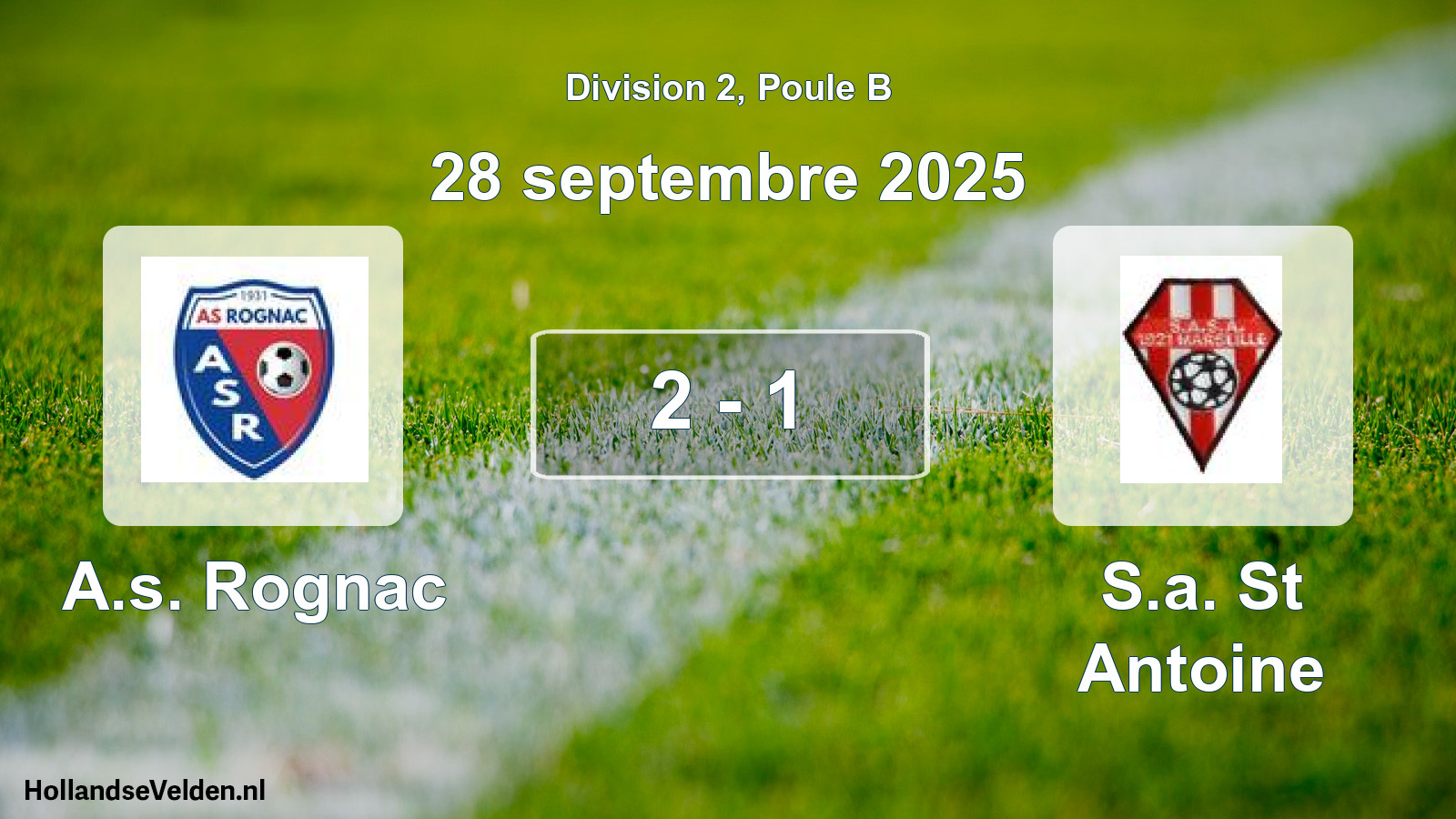 Total number of matches played: A.s. Rognac - S.a. St Antoine 2 - 1 (28 September 2025)