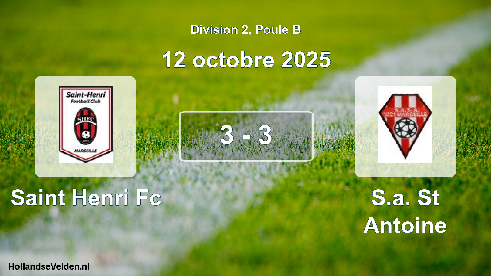 Total number of matches played: Saint Henri Fc - S.a. St Antoine 3 - 3 (12 October 2025)