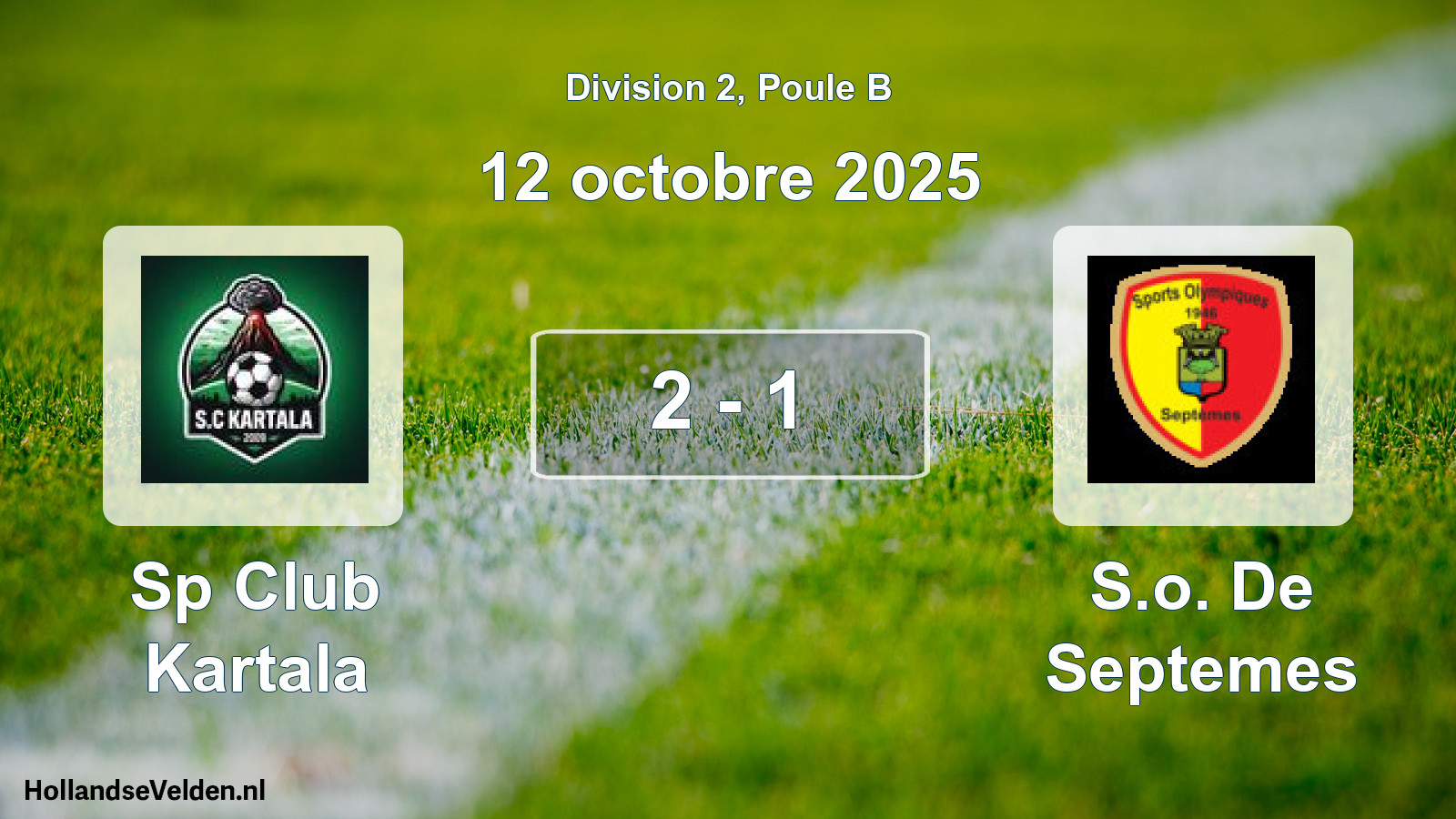 Total number of matches played: Sp Club Kartala - S.o. De Septemes 2 - 1 (12 October 2025)
