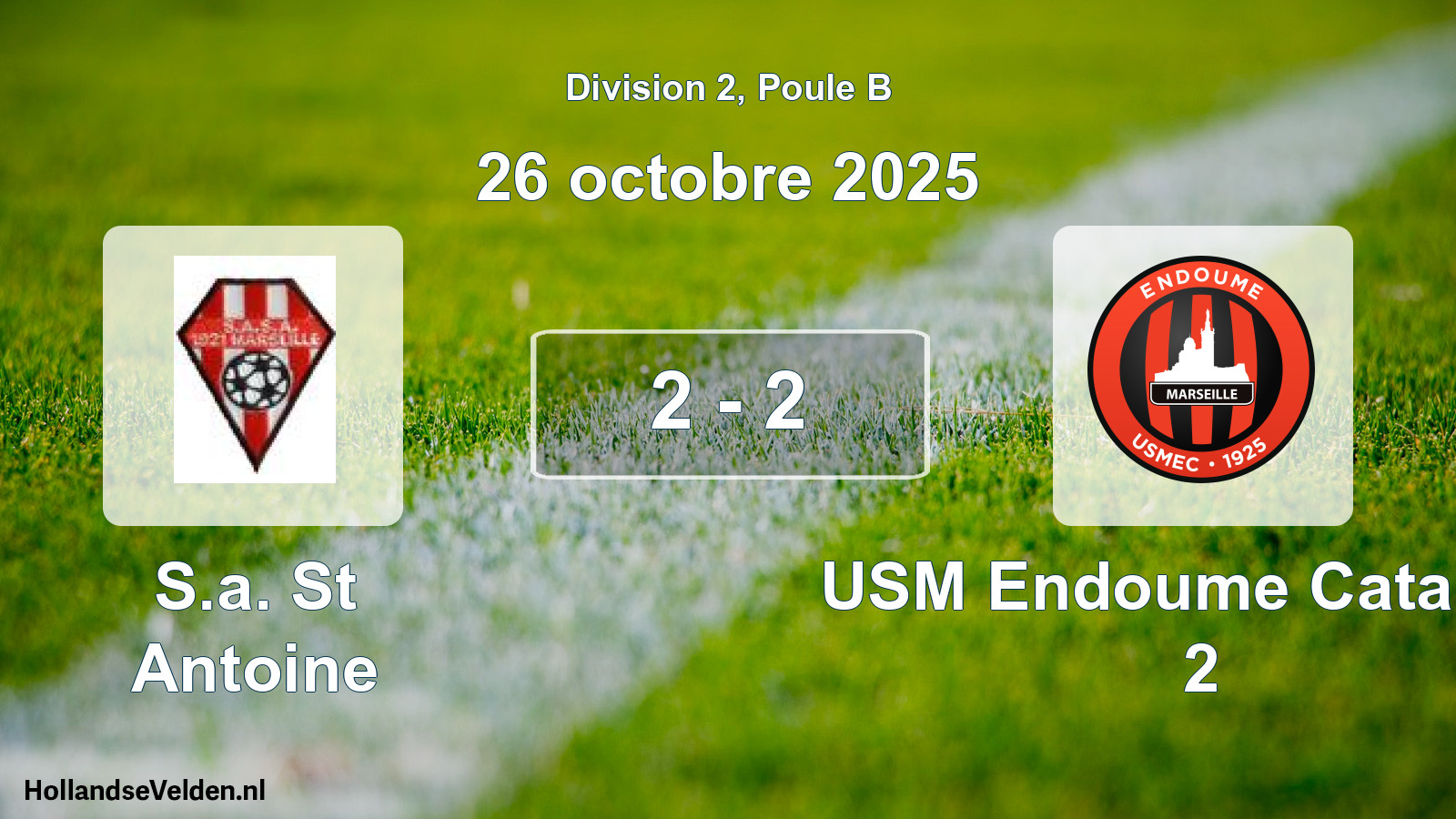 Total number of matches played: S.a. St Antoine - USM Endoume Catalans 2 2 - 2 (26 October 2025)
