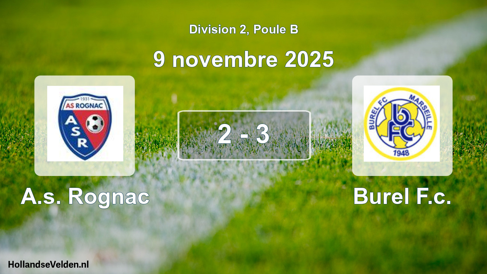 Match joué: A.s. Rognac - Burel F.c. 2 - 3 (9 novembre 2025)