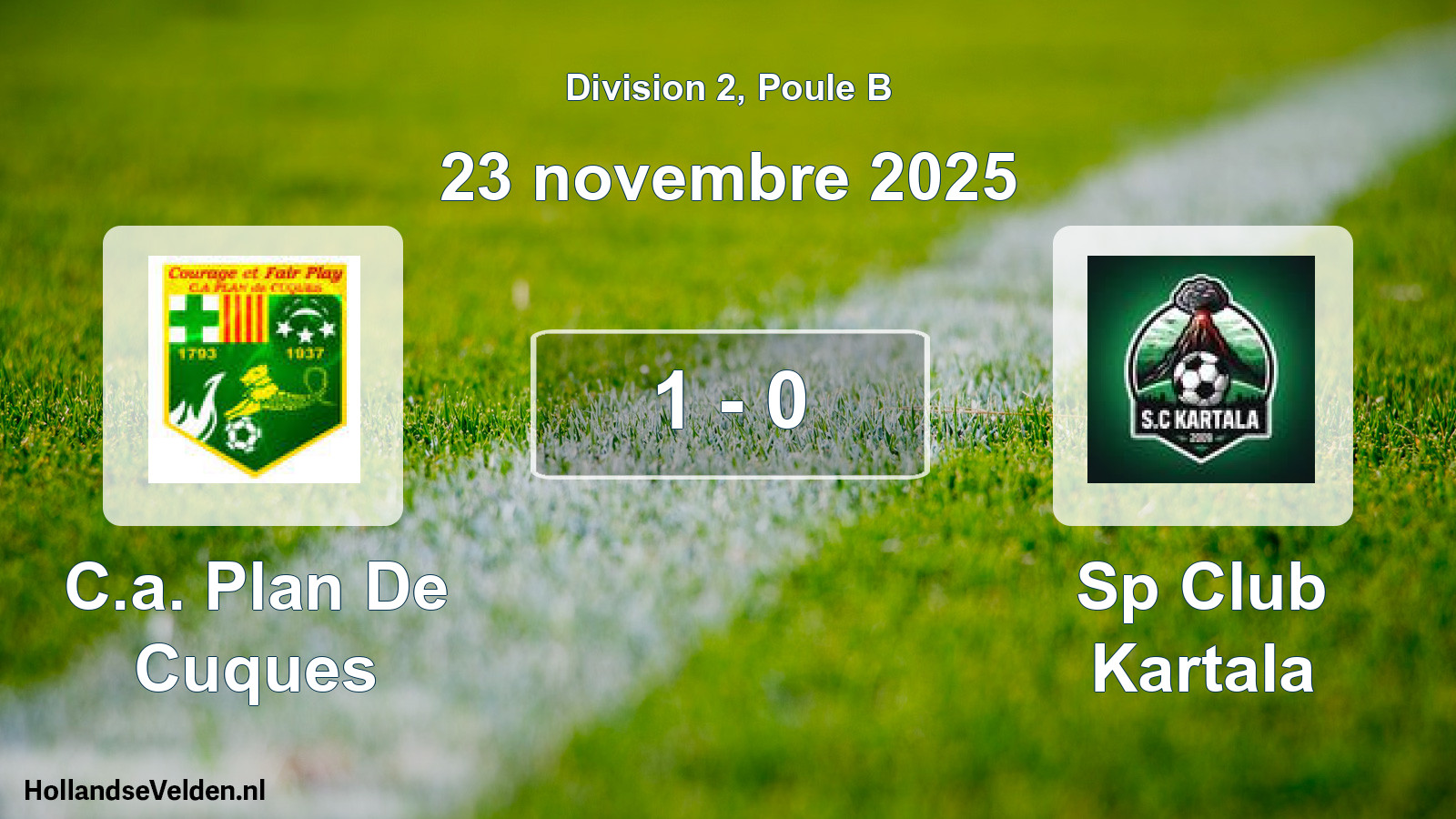 Total number of matches played: C.a. Plan De Cuques - Sp Club Kartala 1 - 0 (23 November 2025)