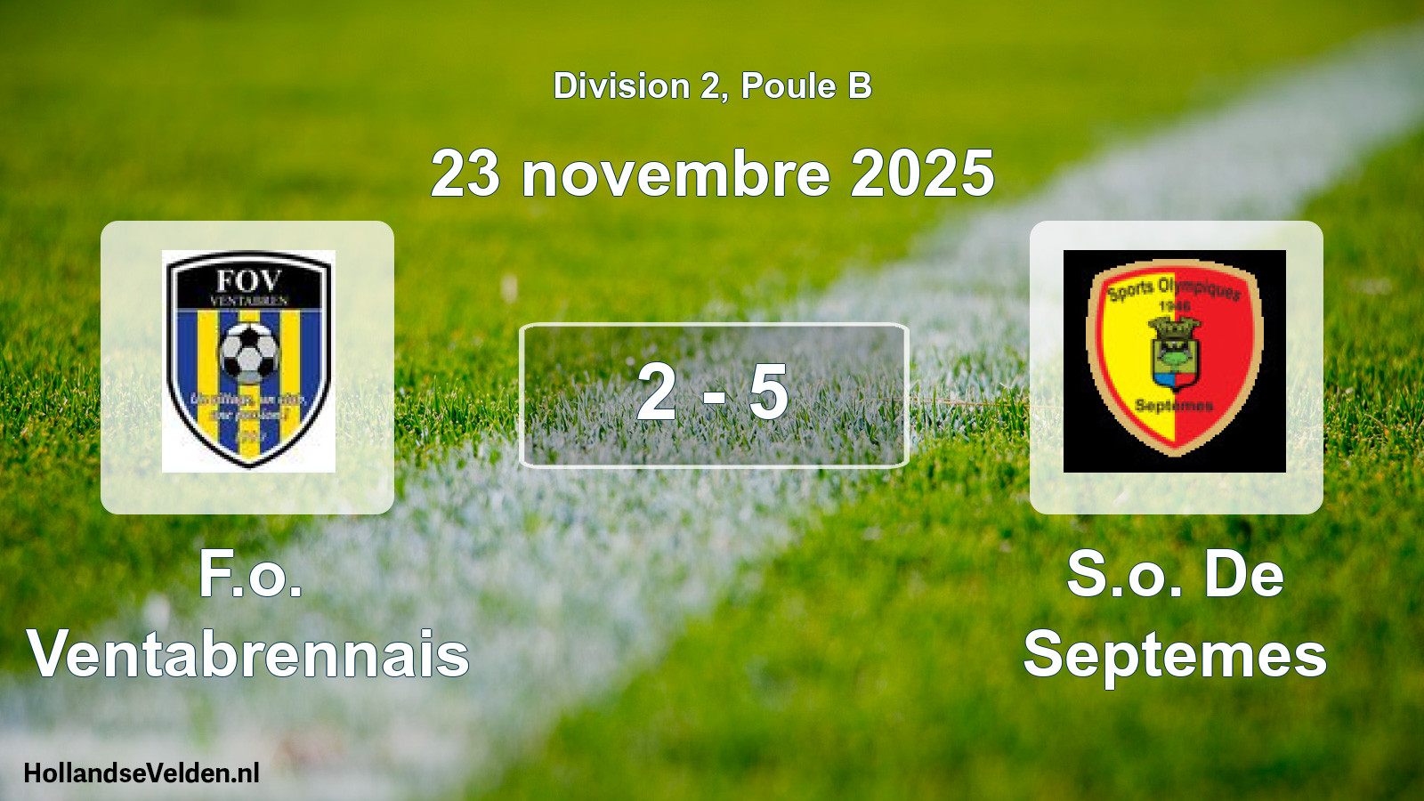 Match joué: F.o. Ventabrennais - S.o. De Septemes 2 - 5 (23 novembre 2025)