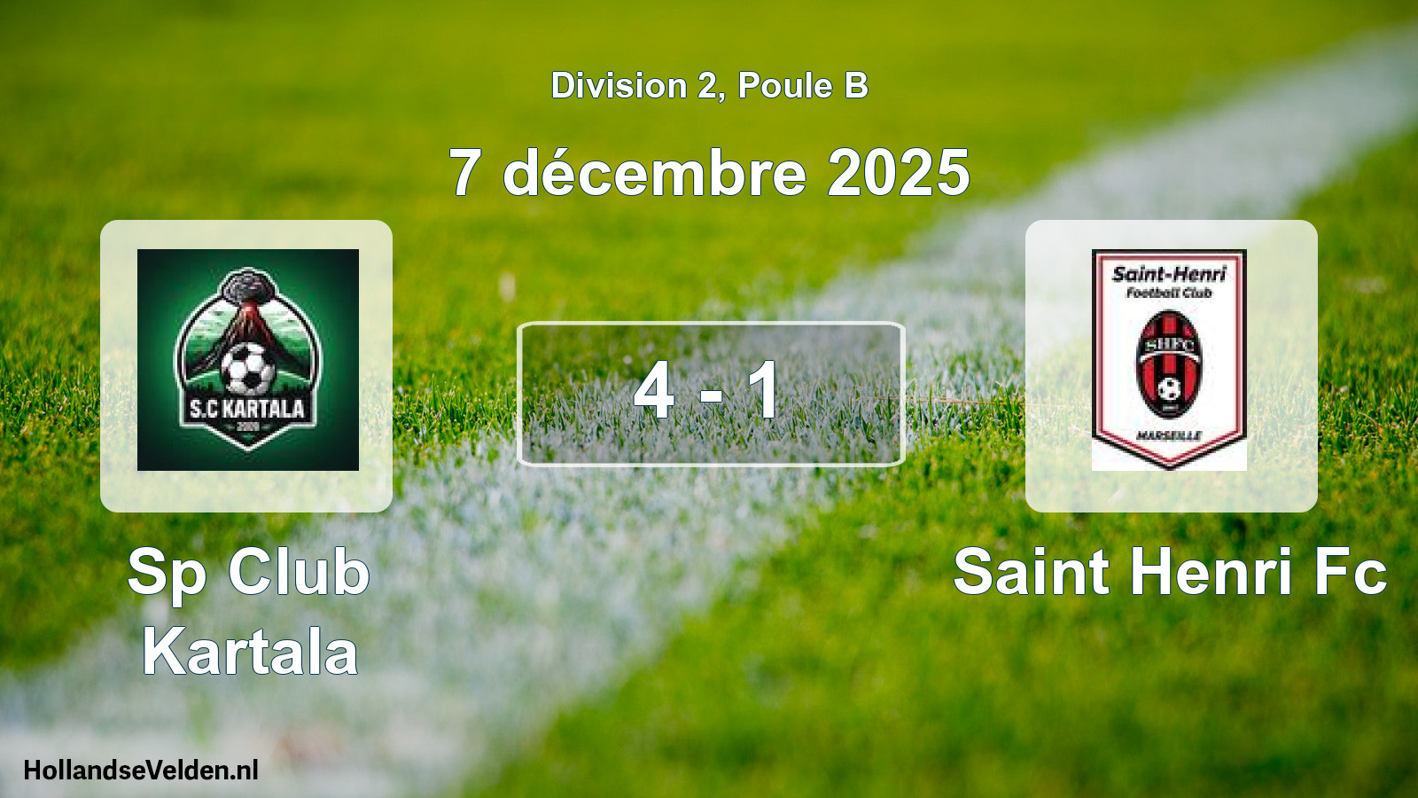 Total number of matches played: Sp Club Kartala - Saint Henri Fc 4 - 1 (7 December 2025)