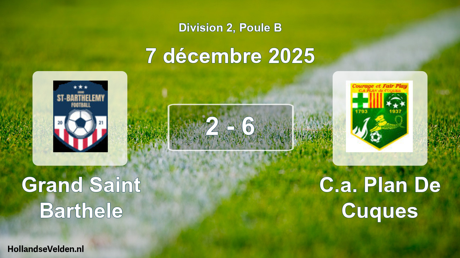 Total number of matches played: Grand Saint Barthele - C.a. Plan De Cuques 2 - 6 (7 December 2025)