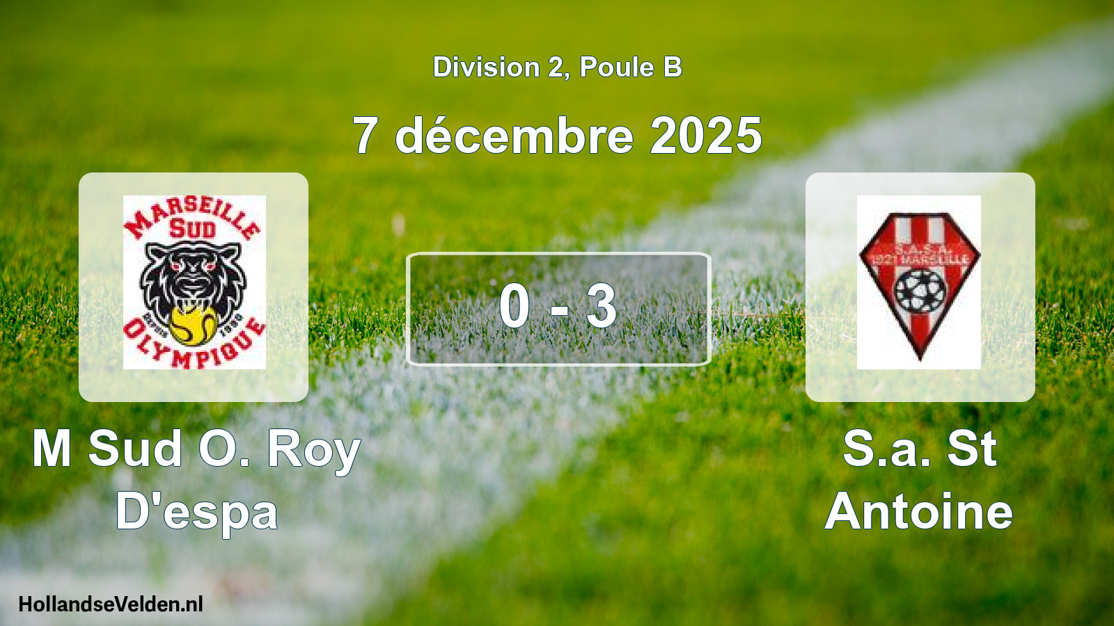 Match joué: M Sud O. Roy D'espa - S.a. St Antoine 0 - 3 (7 décembre 2025)