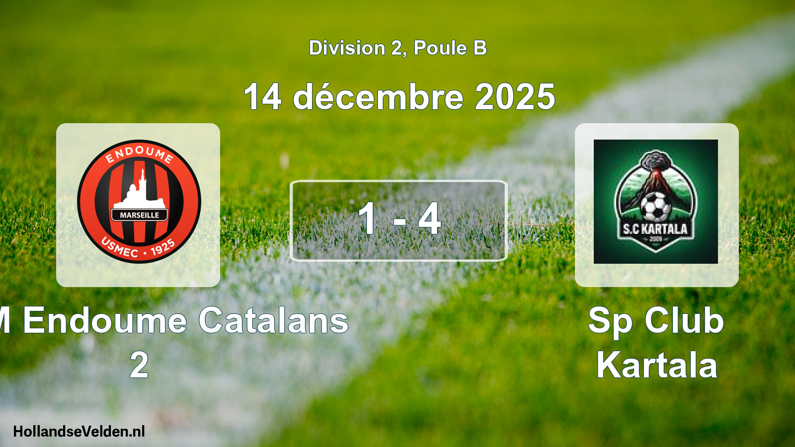 Match joué: USM Endoume Catalans 2 - Sp Club Kartala 1 - 4 (14 décembre 2025)