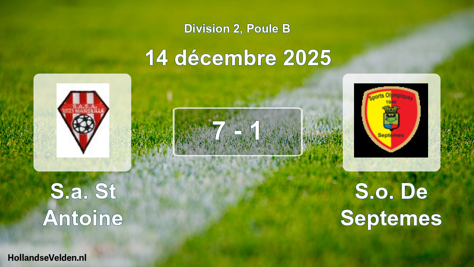 Match joué: S.a. St Antoine - S.o. De Septemes 7 - 1 (14 décembre 2025)